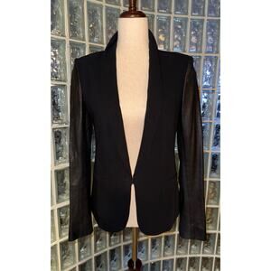 Rag & Bone Black Blazer with Leather Sleeves - Size 2